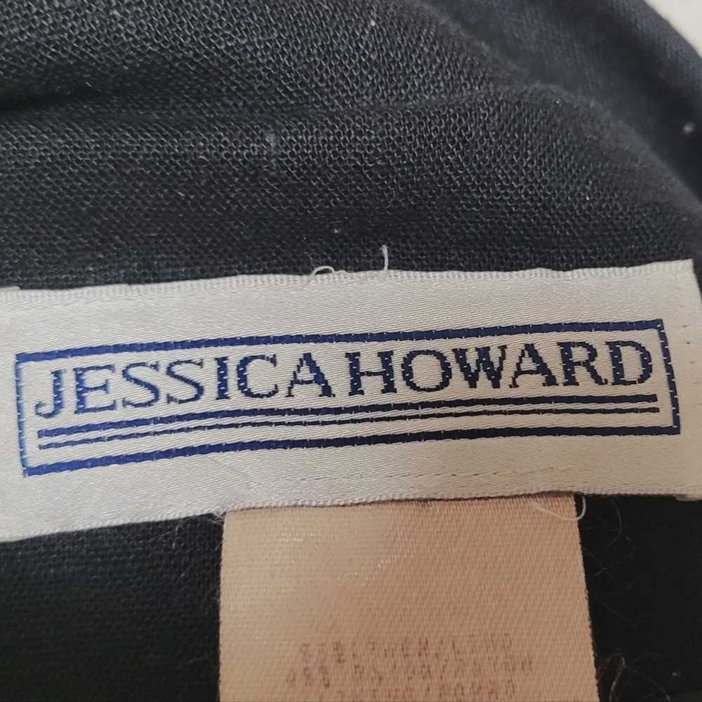 Vintage 80s Jessica Howard Black Linen Blend Embr… - image 11