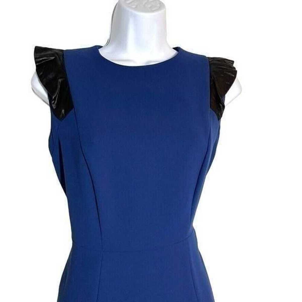 SANDRO Royal blue dress with black faux leather r… - image 2