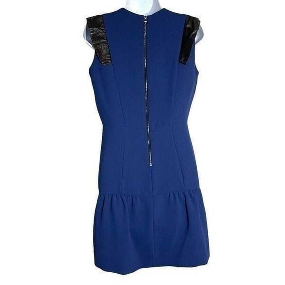 SANDRO Royal blue dress with black faux leather r… - image 3