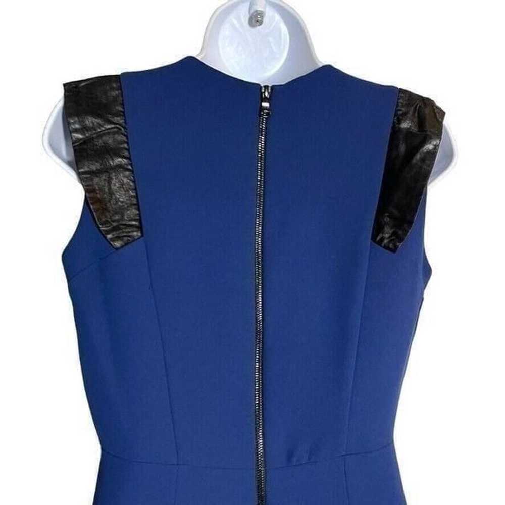 SANDRO Royal blue dress with black faux leather r… - image 4