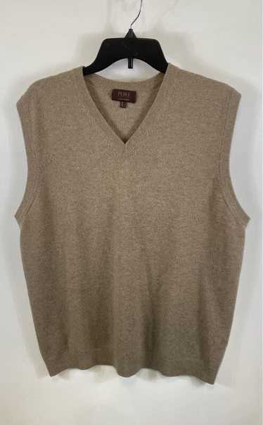 Pure Collection Mens Tan Cashmere Sleeveless V-Nec