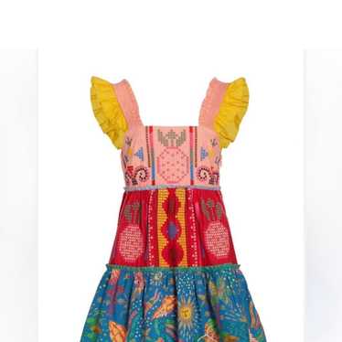 FARM RIO Colorblock Embroidered Mini Dress