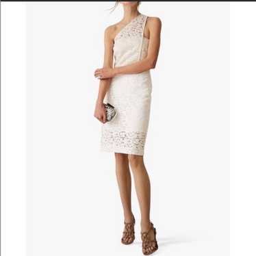 Reiss Sophia white floral lace one shoulder dress,