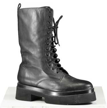 Tamara Mellon Black Leather Lace Up Calf Boots UK 