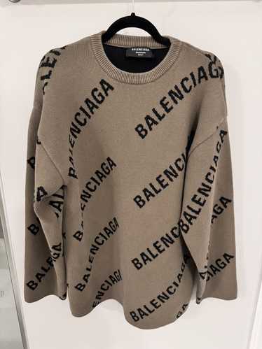 Balenciaga Balenciaga Allover Logo Sweater Olive