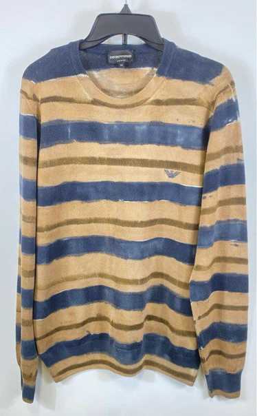 Emporio Armani Womens Blue Brown Striped Long Slee