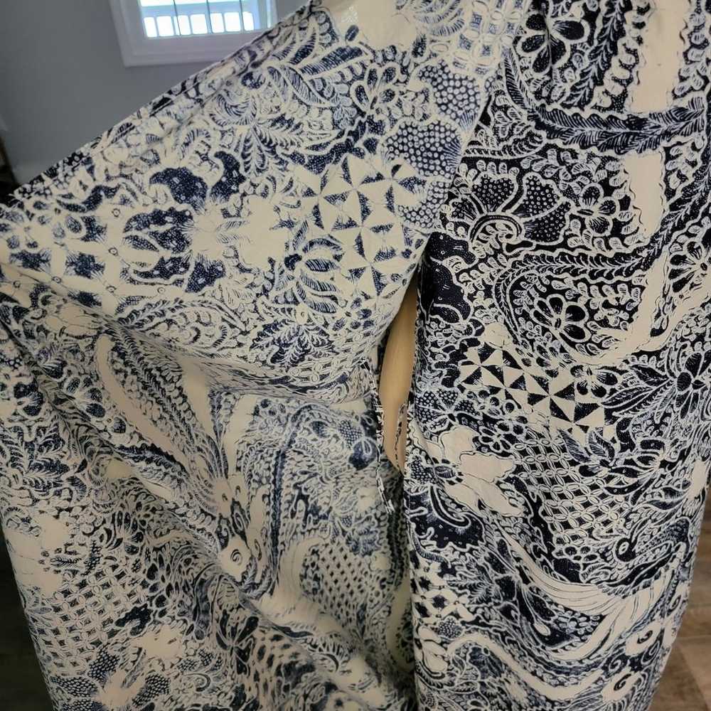 J Peterman Halter Wrap Maxi Dress Navy Batik Flor… - image 2