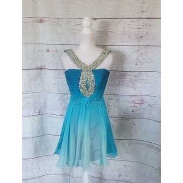 Sheri Hill Bejeweled Ombre Cocktail Dress Size 0