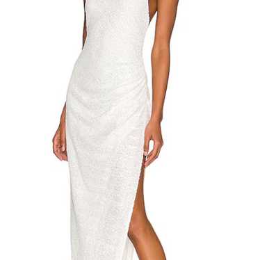 Amanda Uprichard White Sequin Samba Gown
