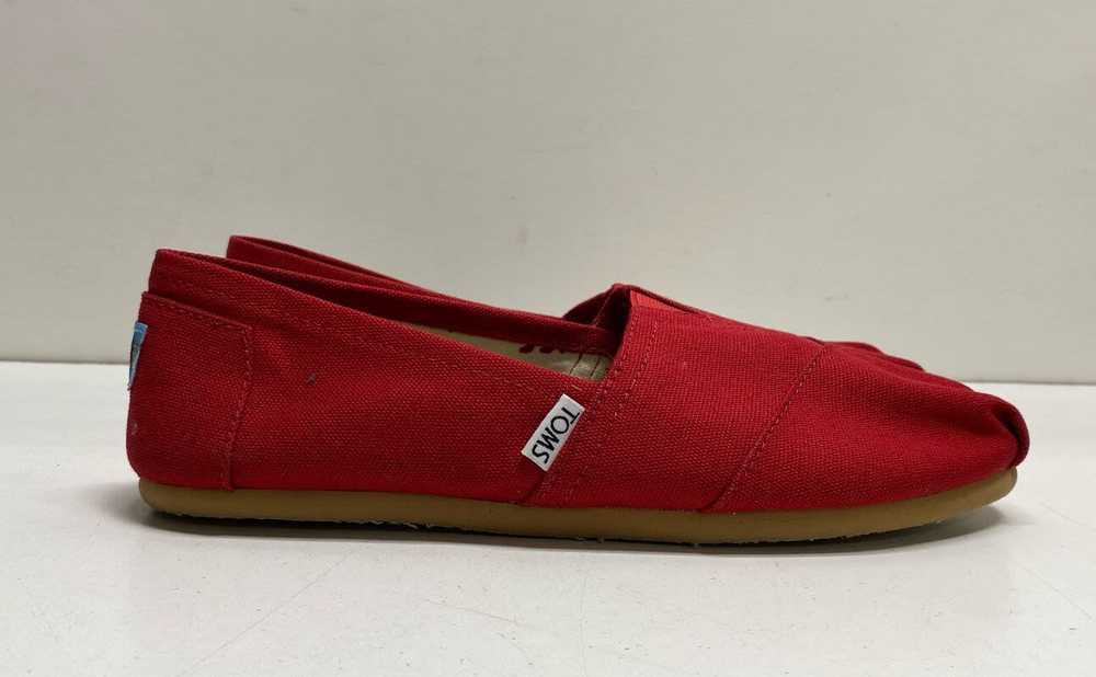 Toms Classic Canvas Slip On Shoes Red 9.5 - image 3