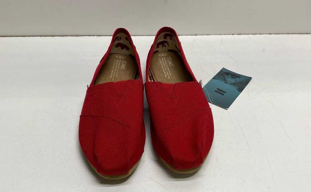 Toms Classic Canvas Slip On Shoes Red 9.5 - image 5