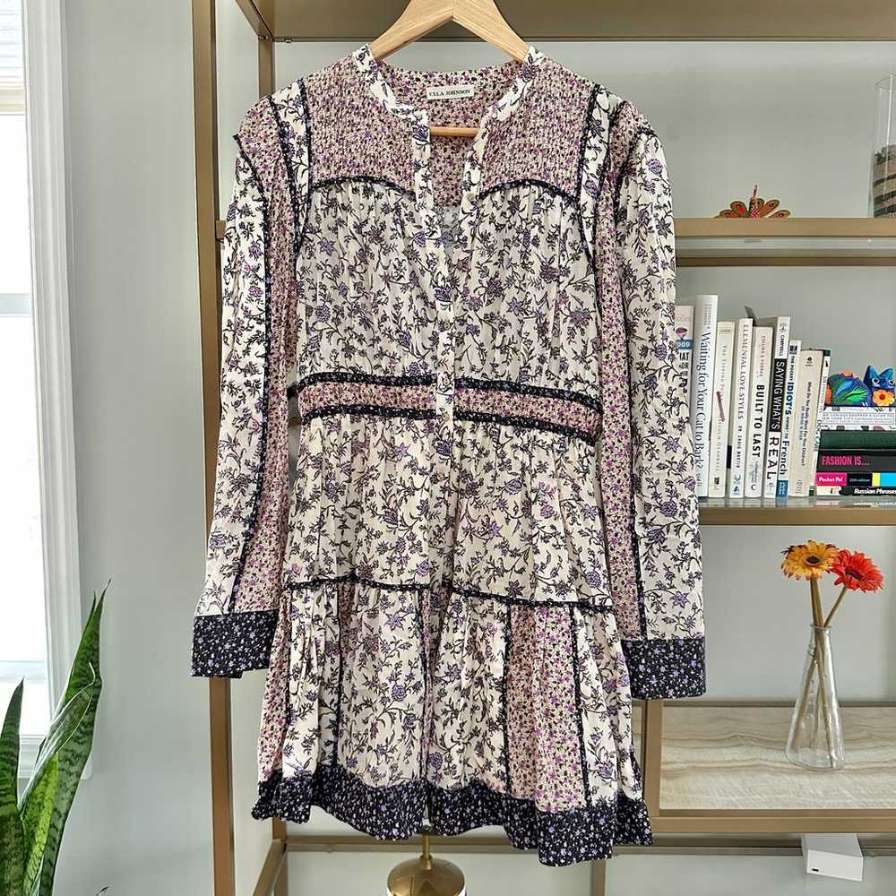 Ulla Johnson Luise Patchwork Long Sleeve Dress - image 1