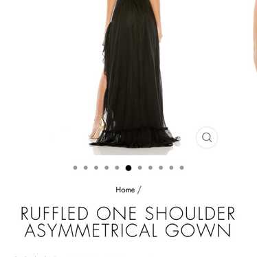 Mac Duggal Ruffled One Shoulder Asymmetrical Gown