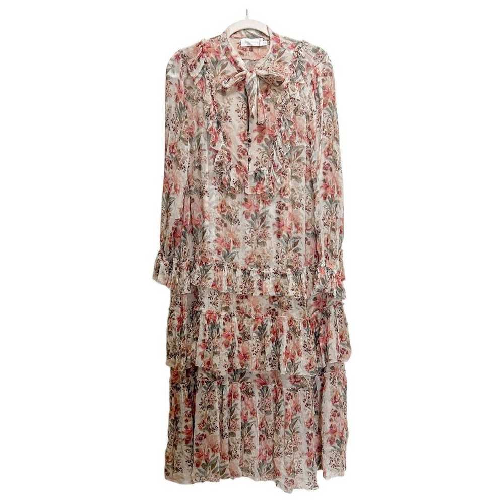 Zimmermann Folly Tie Neck Silk Floral Midi Dress … - image 4