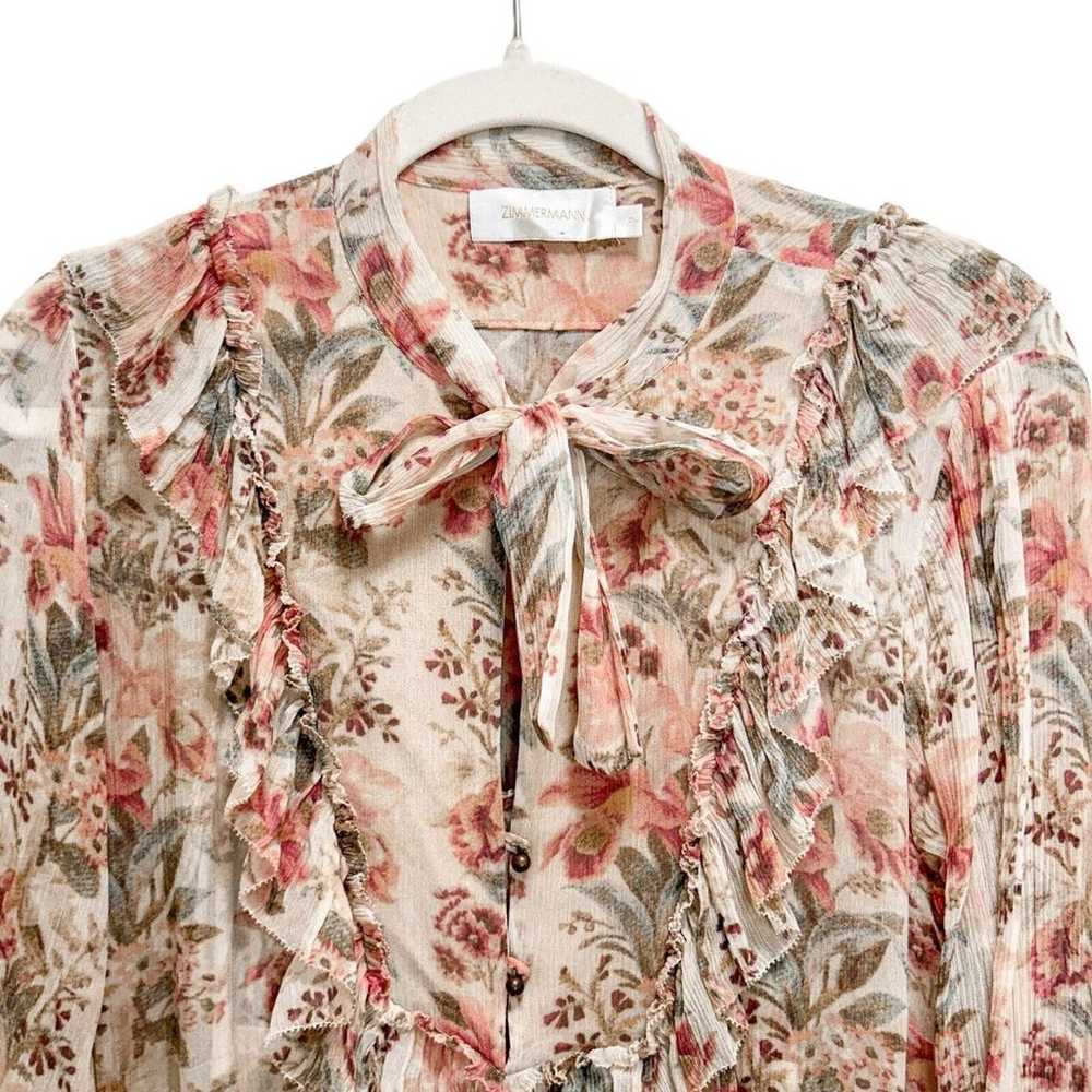 Zimmermann Folly Tie Neck Silk Floral Midi Dress … - image 5