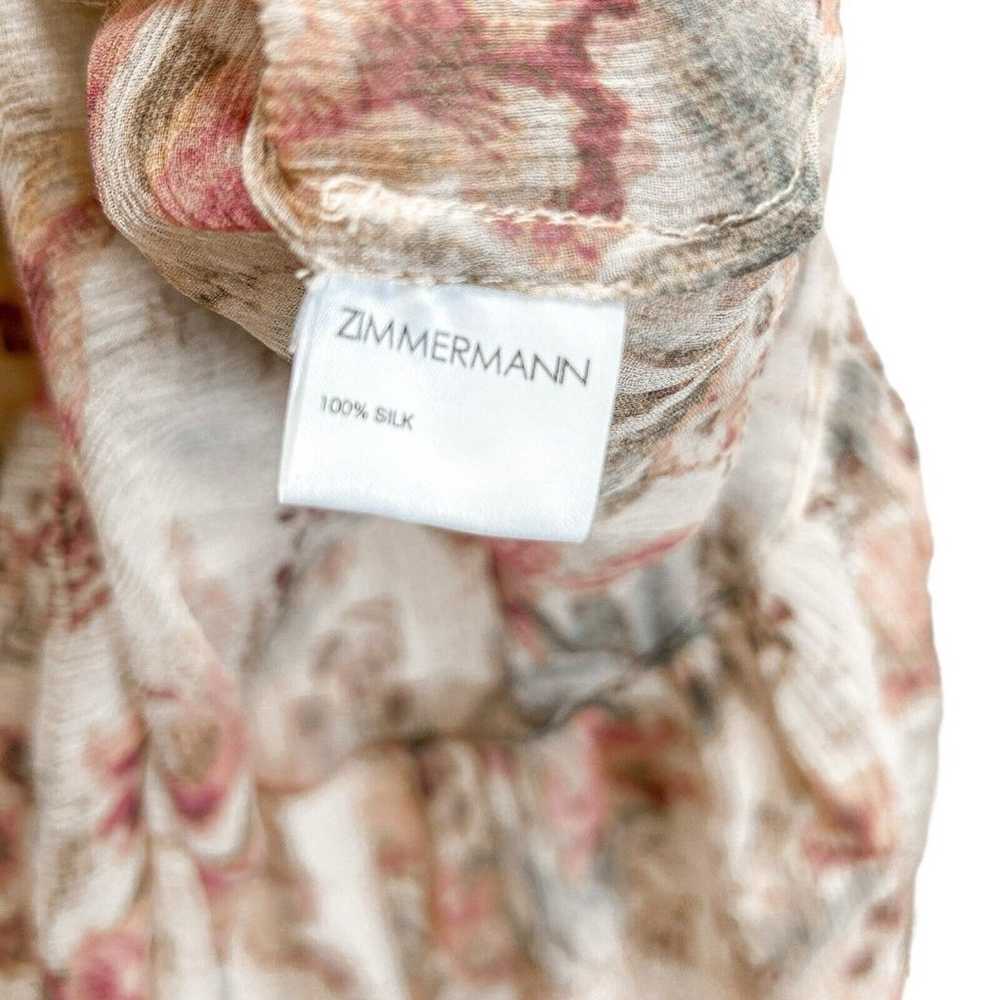 Zimmermann Folly Tie Neck Silk Floral Midi Dress … - image 9