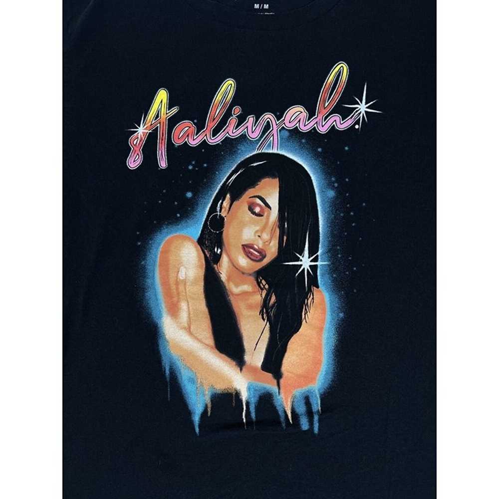 Vintage Aaliyah T-Shirt Size Medium Black Retro R… - image 2