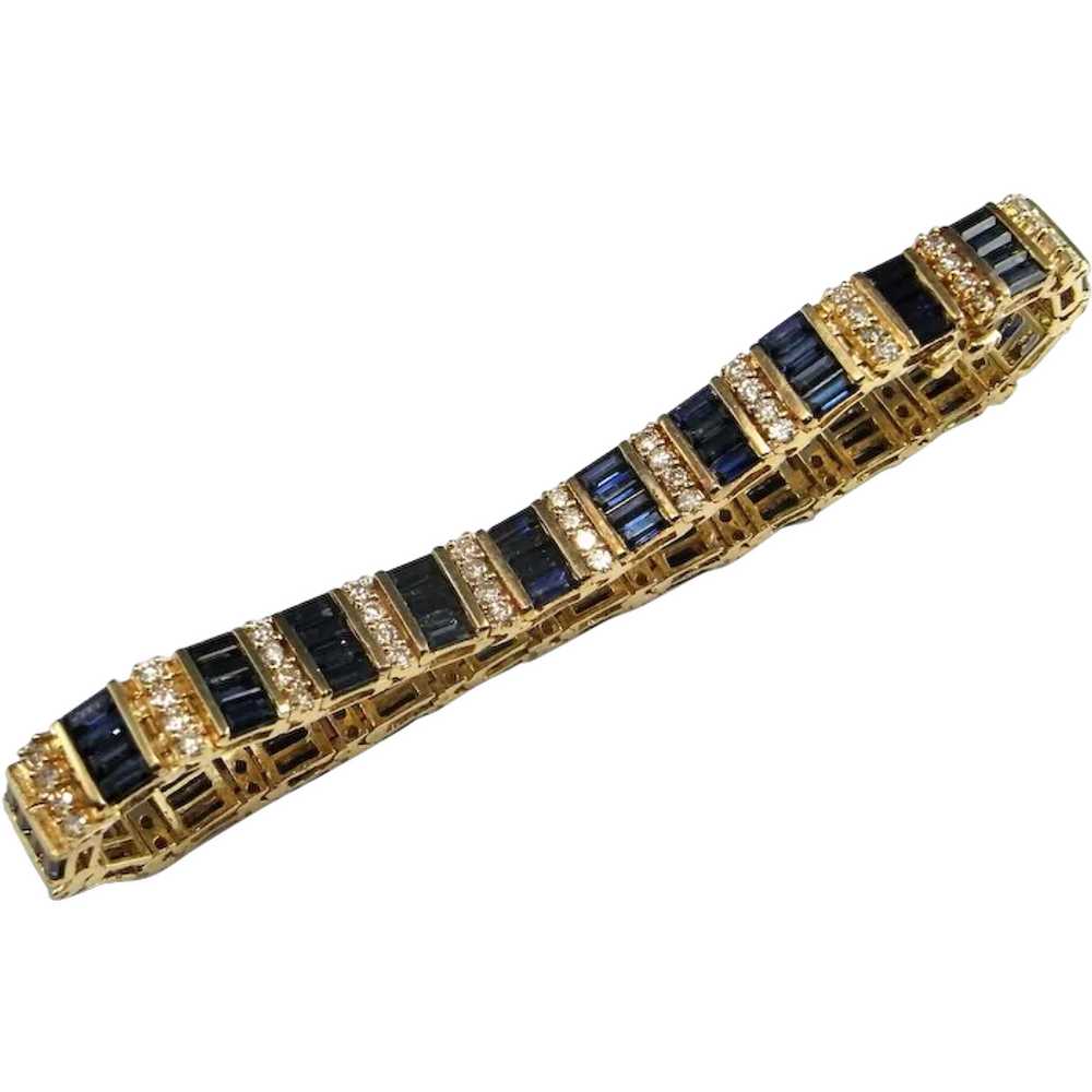 22.54 ctw Unheated BLUE SAPPHIRE Diamond Bracelet… - image 1