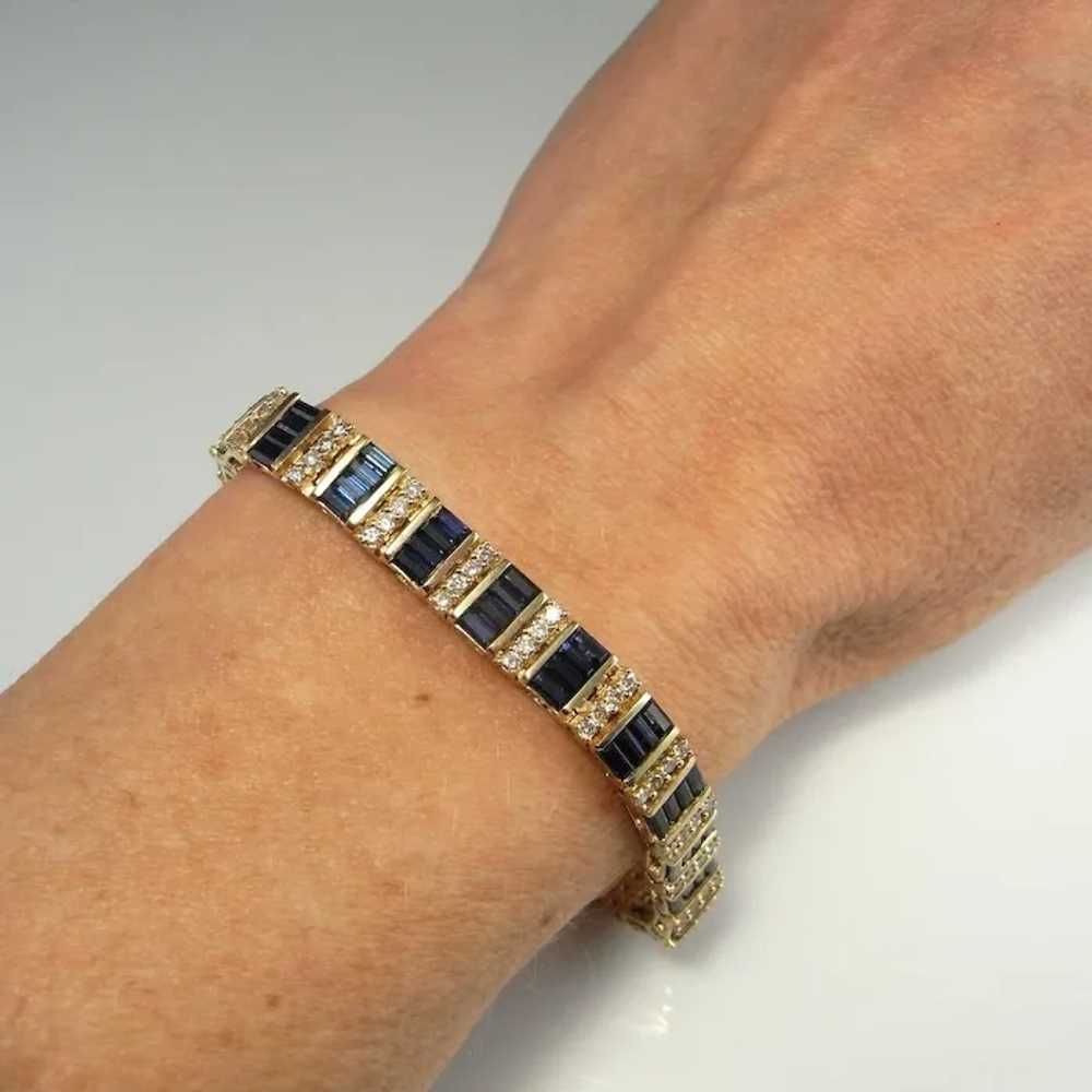 22.54 ctw Unheated BLUE SAPPHIRE Diamond Bracelet… - image 2