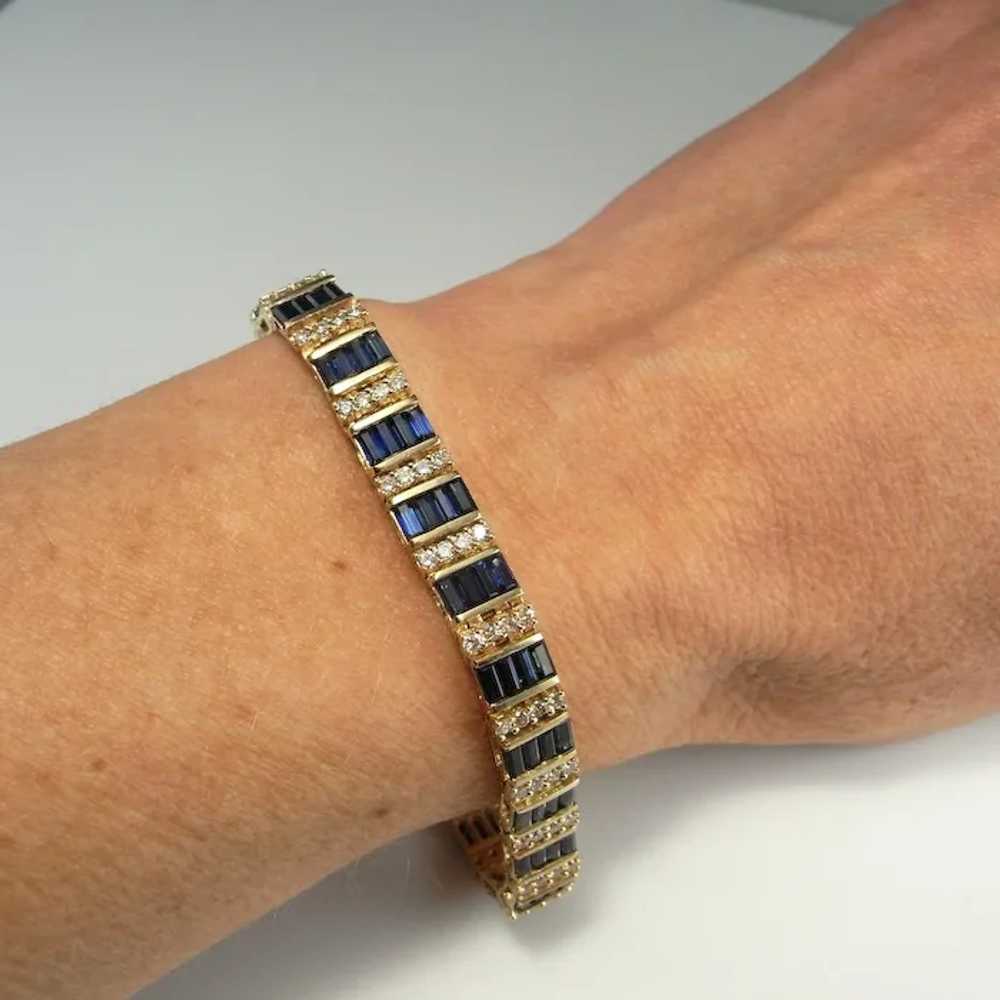 22.54 ctw Unheated BLUE SAPPHIRE Diamond Bracelet… - image 3