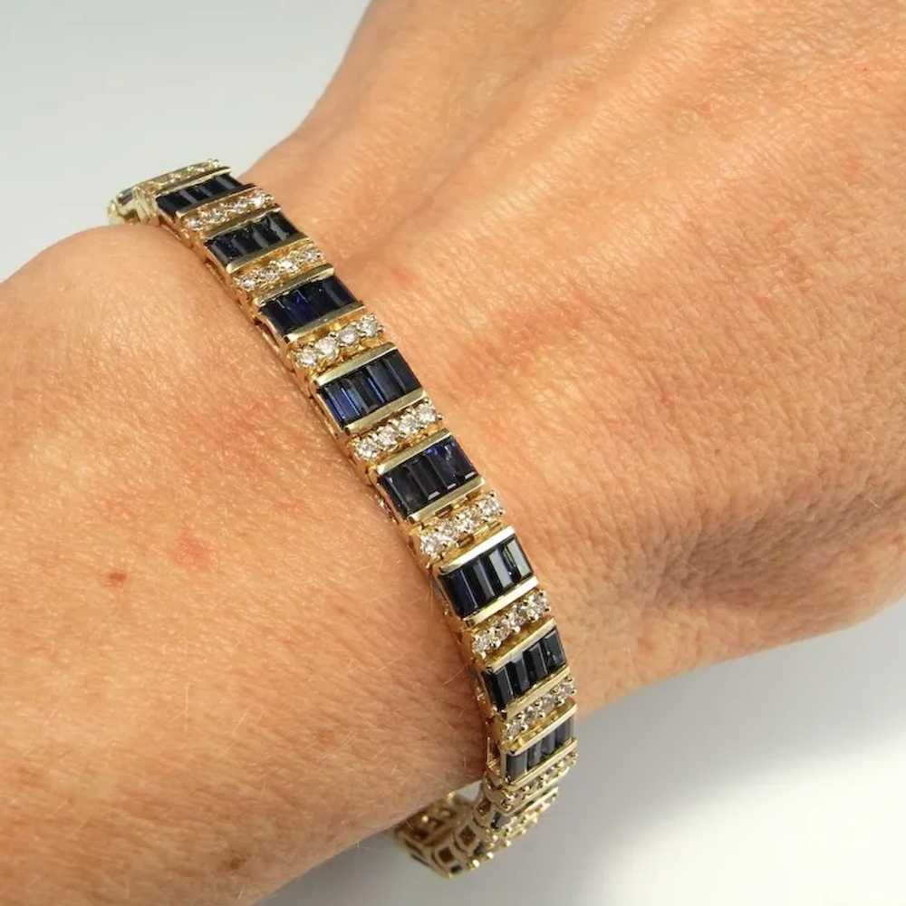 22.54 ctw Unheated BLUE SAPPHIRE Diamond Bracelet… - image 7