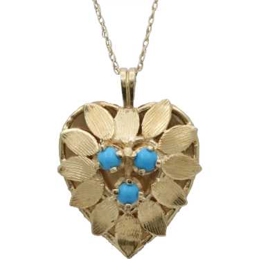 Vintage 14K Gold and Turquoise Heart Charm