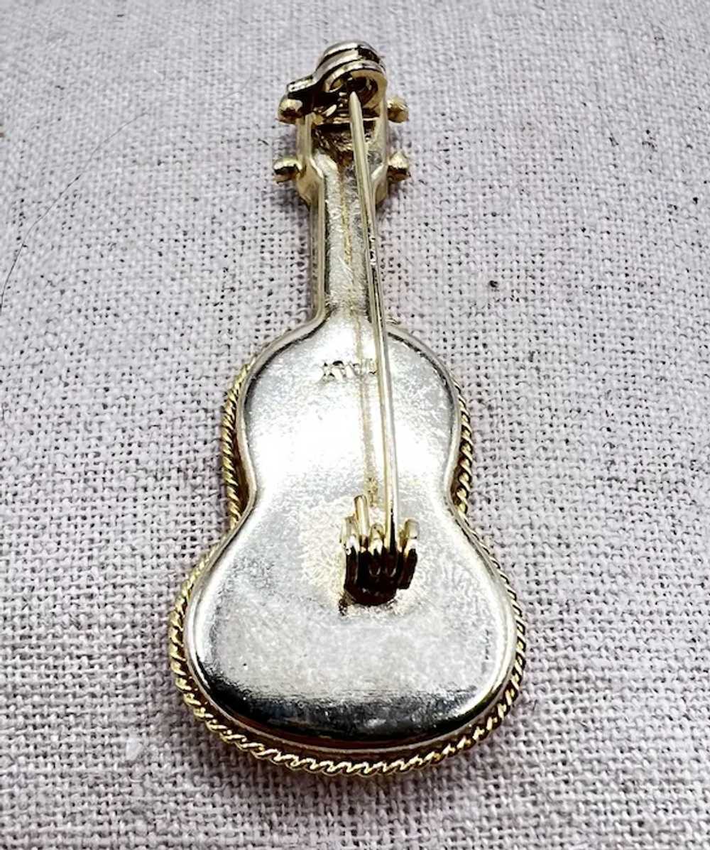 Vintage Italy Micro Mosaic Guitar Pin - image 3