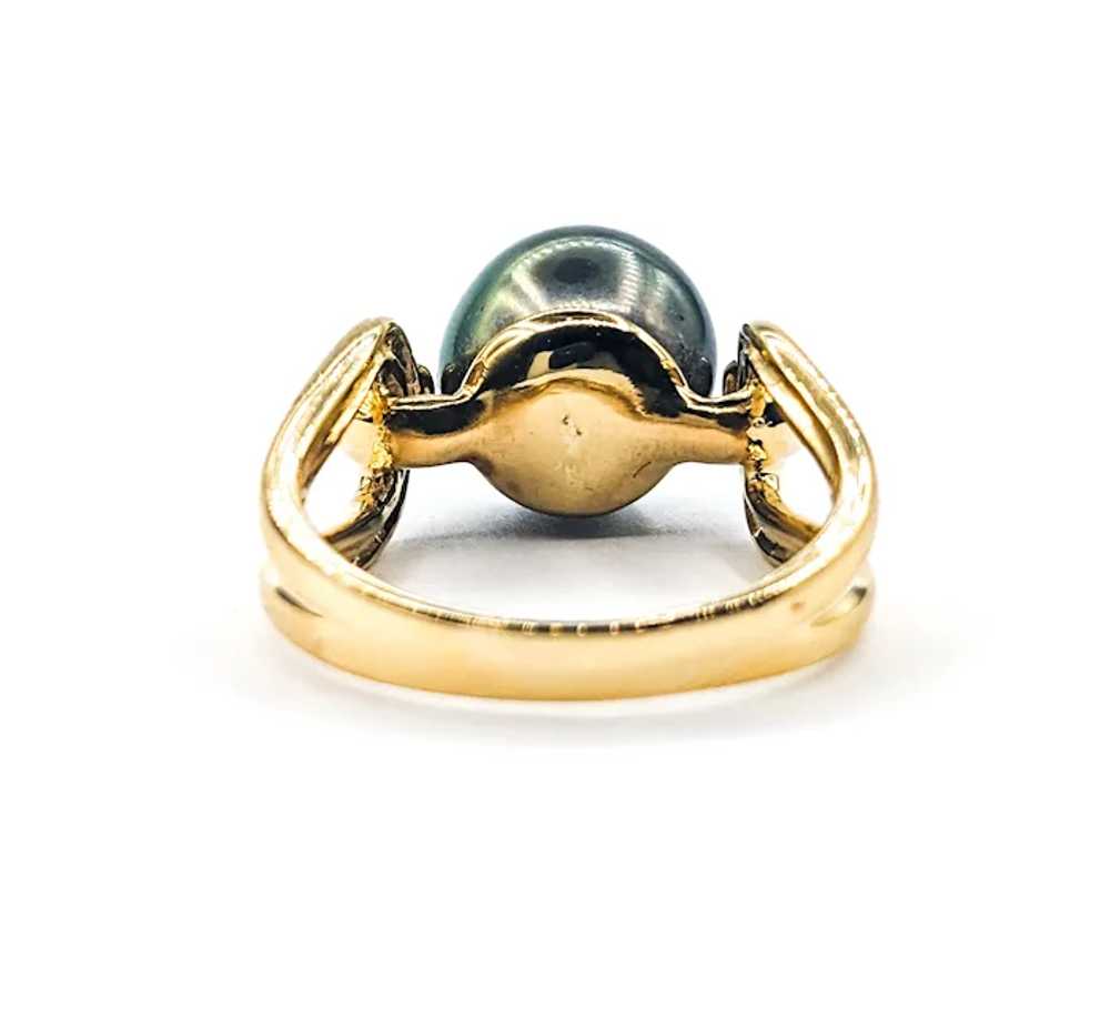 Black Tahitian Pearl Ring In Yellow Gold - image 9