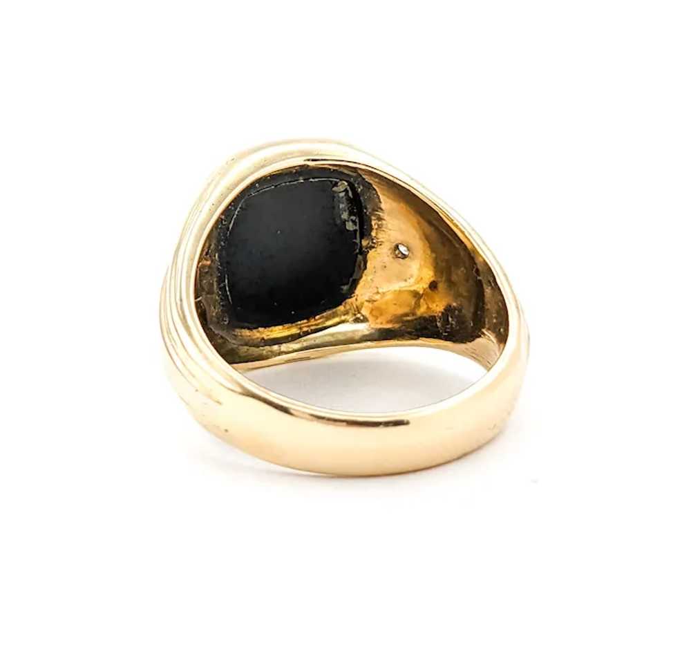 Mens Onyx Ring With Diamonds In Yellow Gold - image 10