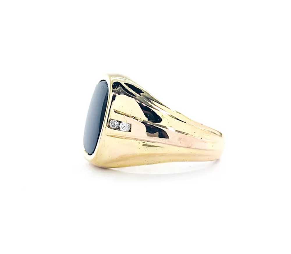 Mens Onyx Ring With Diamonds In Yellow Gold - image 4