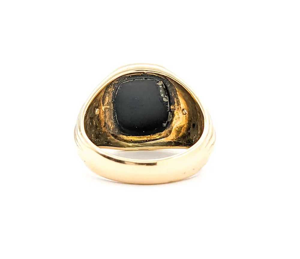 Mens Onyx Ring With Diamonds In Yellow Gold - image 9