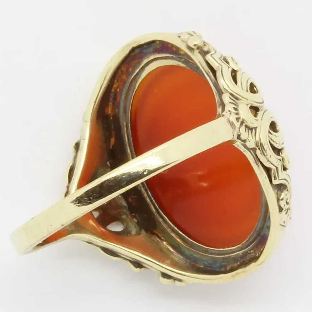 Chinese 14k Gold carved Carnelian Ring Vintage An… - image 6