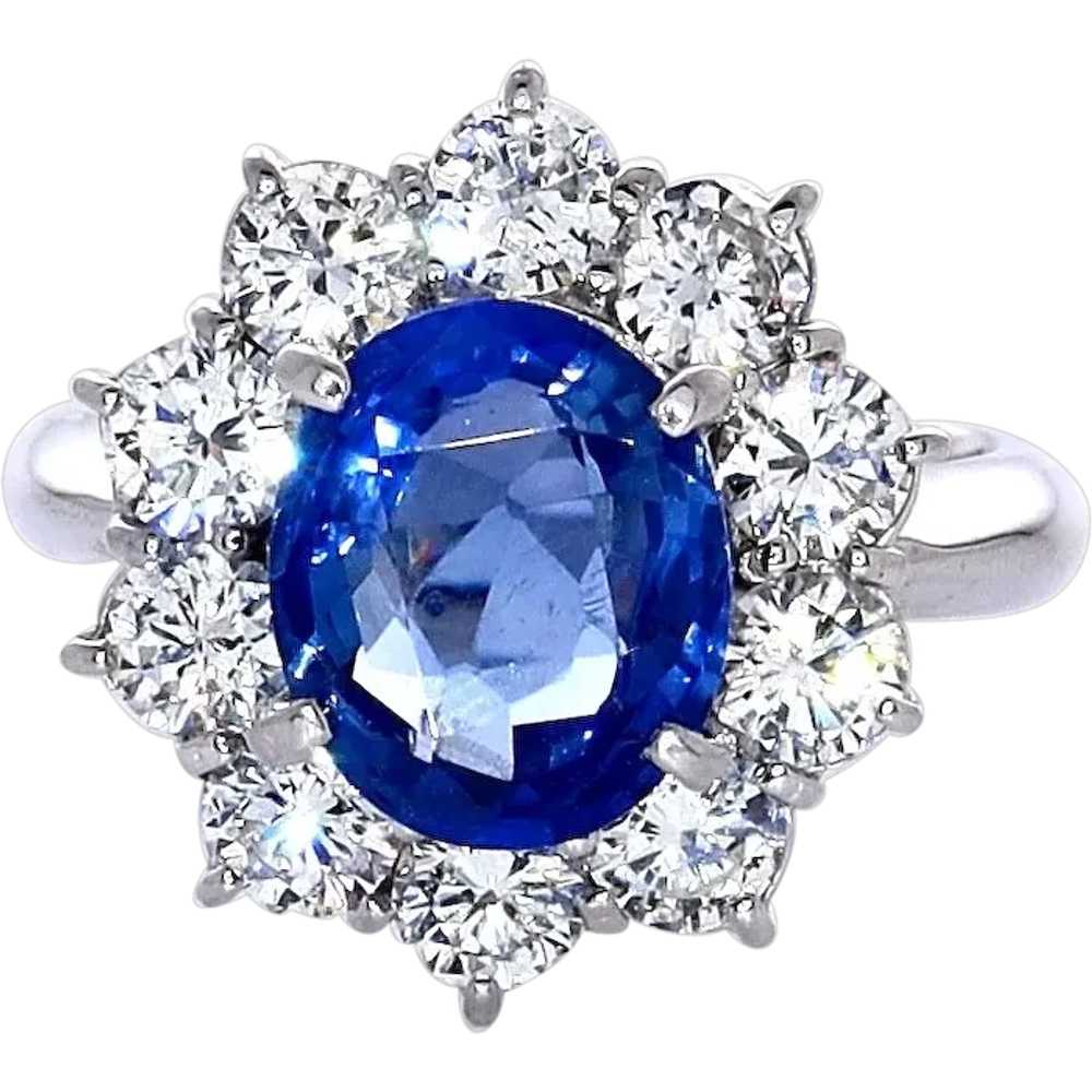 Burma Sapphire 3.08ct and Diamonds 1.4cttw Estate… - image 1