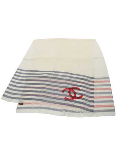 CHANEL Pre-Owned 1986-1988 CC striped scarf - Whit