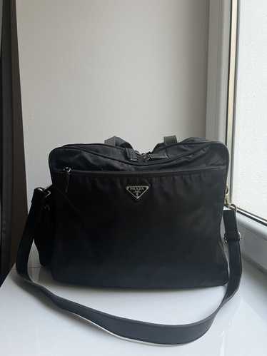 Prada PRADA BLACK NYLON UTILITY DUFFLE TRAVEL BAG 