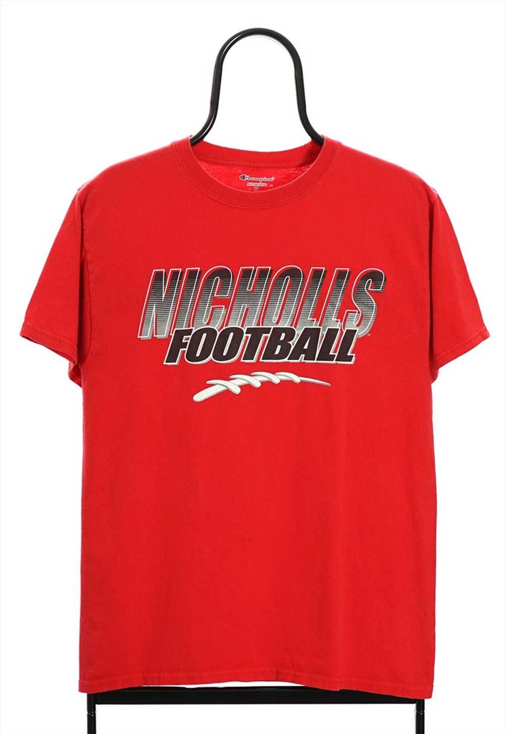 Vintage Champion Nicholls Football Red TShirt Wom… - image 1