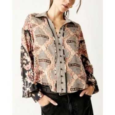 Free People Virgo Baby Printed Button Front Long S