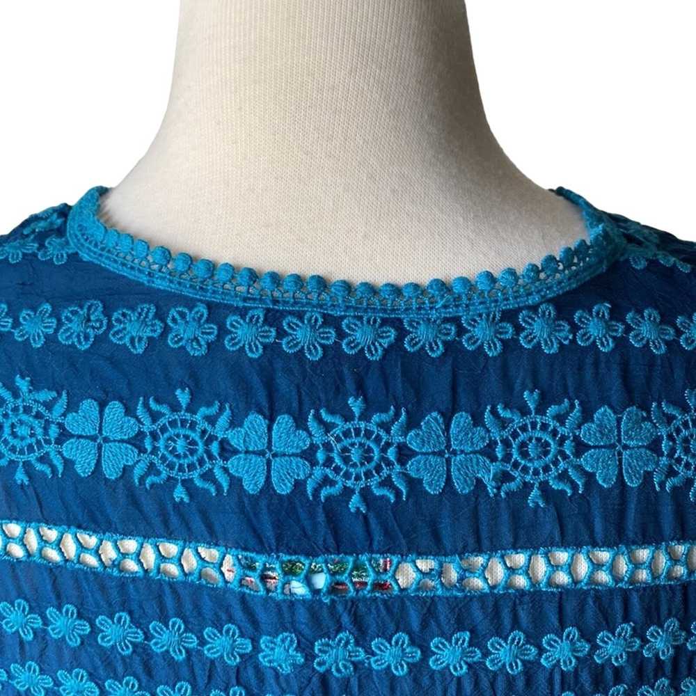 JOHNNY WAS Embroidered eyelet tunic teal Small 10… - image 6