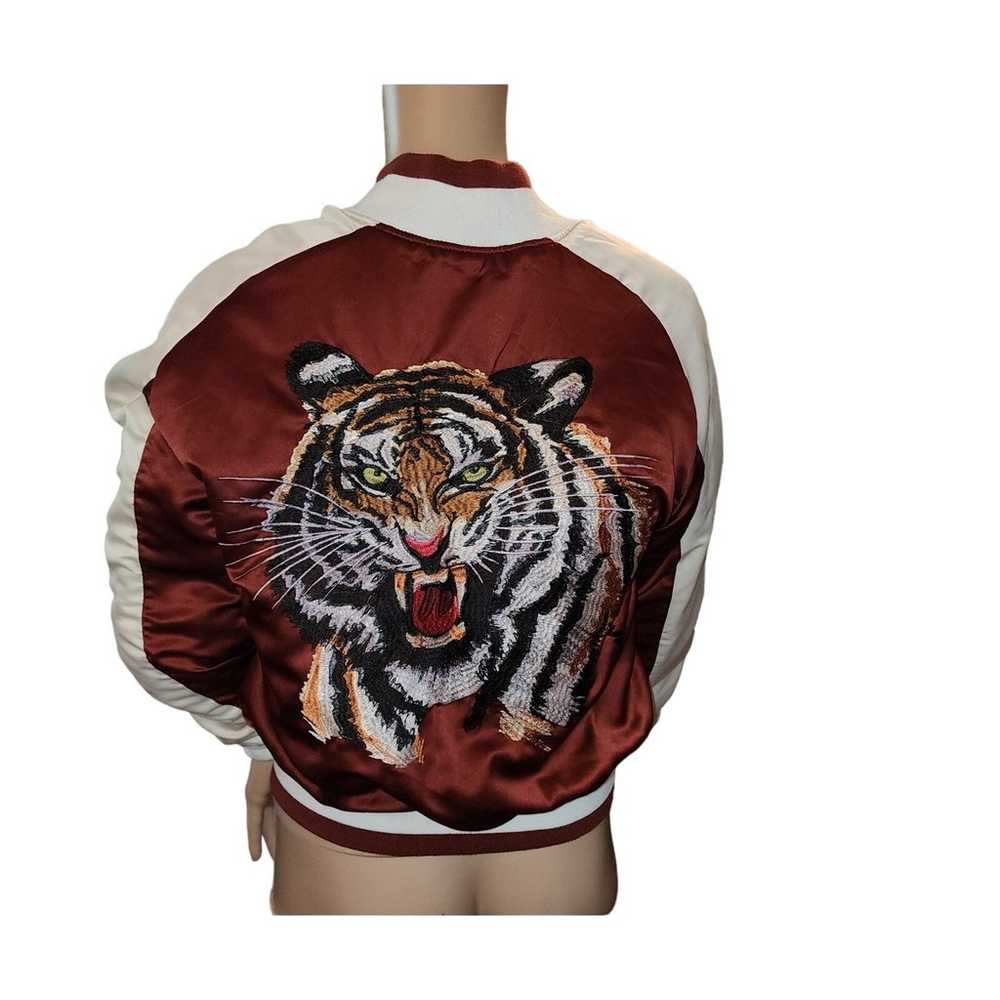 Silence + Noise Sz M Embroidered Tiger Satin Vars… - image 7