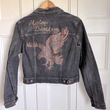 Harley Davidson Vintage Jean Jacket with Eagle Si… - image 1
