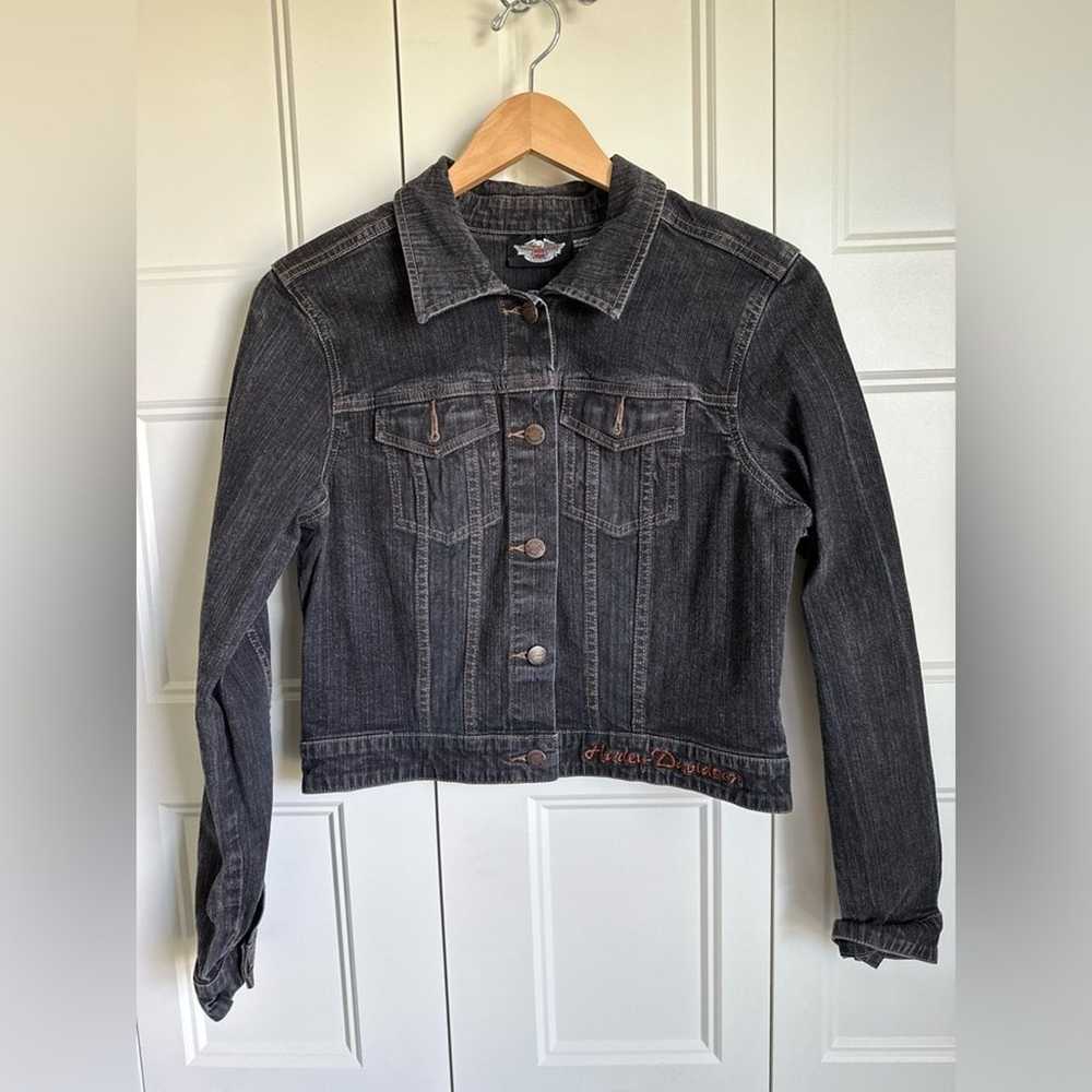 Harley Davidson Vintage Jean Jacket with Eagle Si… - image 2