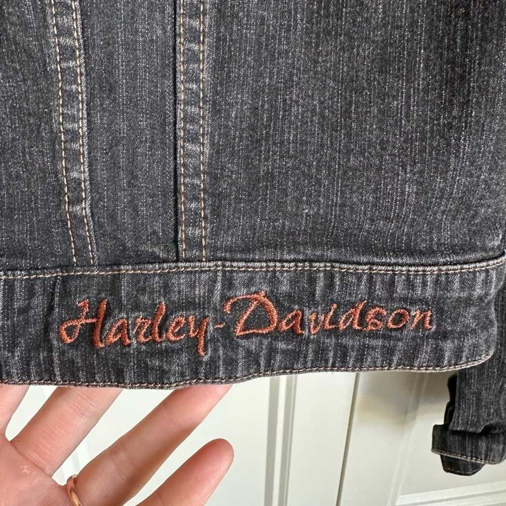Harley Davidson Vintage Jean Jacket with Eagle Si… - image 3