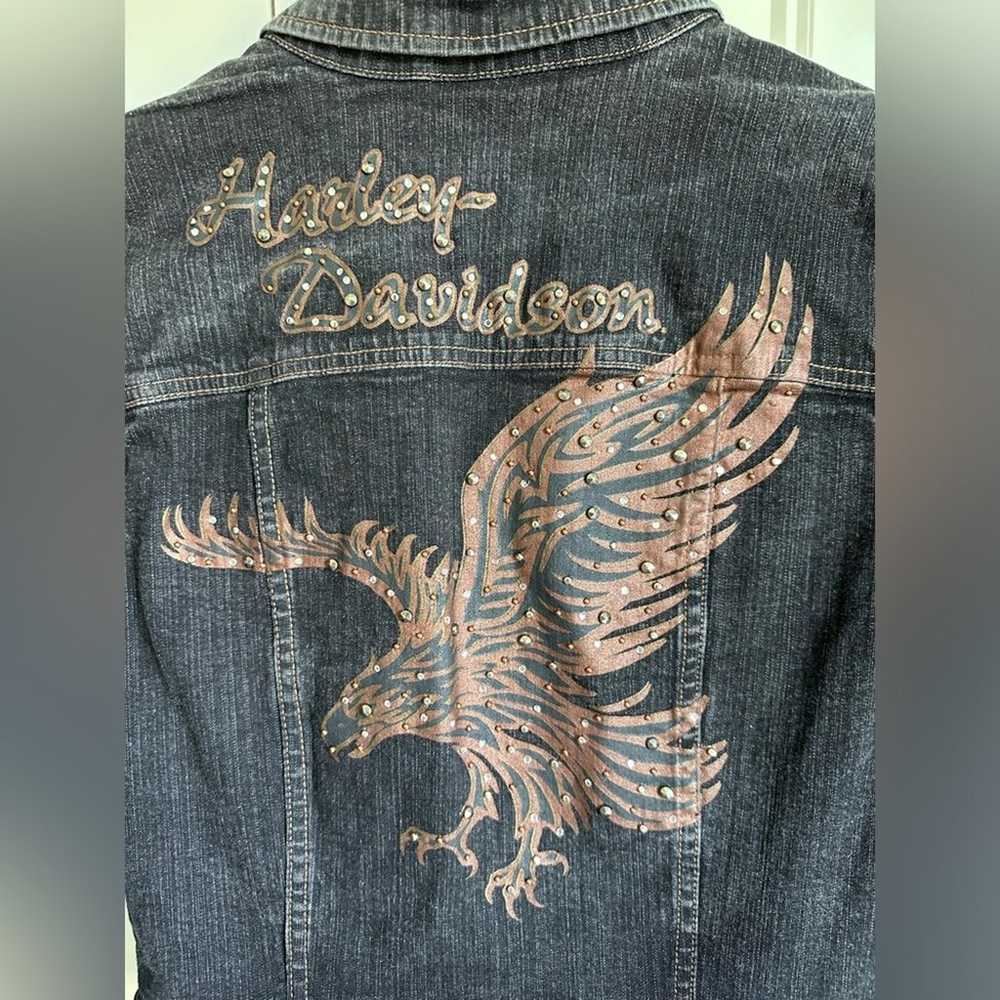 Harley Davidson Vintage Jean Jacket with Eagle Si… - image 4