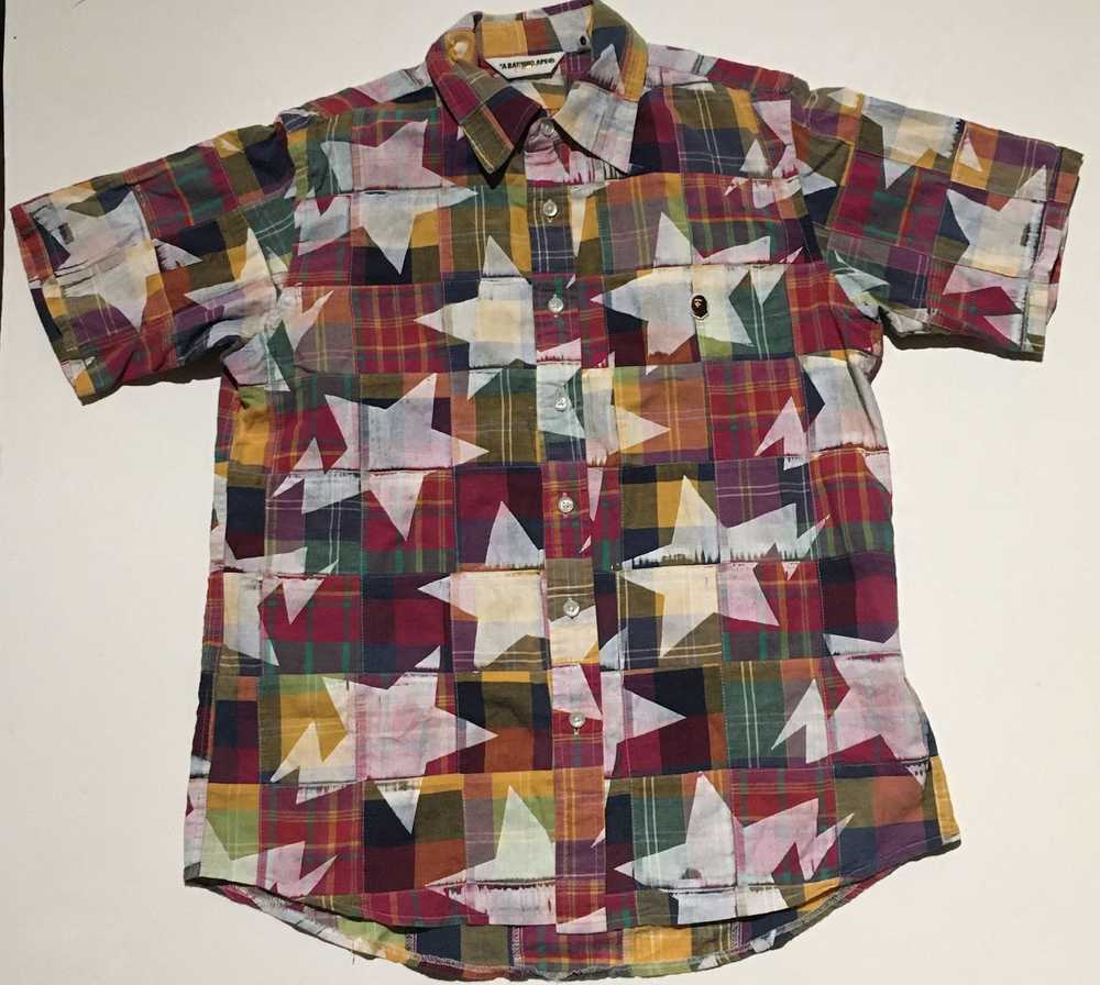 Bape Bape bapesta logo button up shirt - image 1