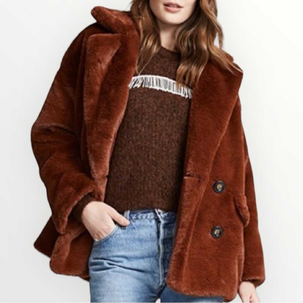 FREE PEOPLE Kate Faux-Fur Double-Breasted Coat Te… - image 7