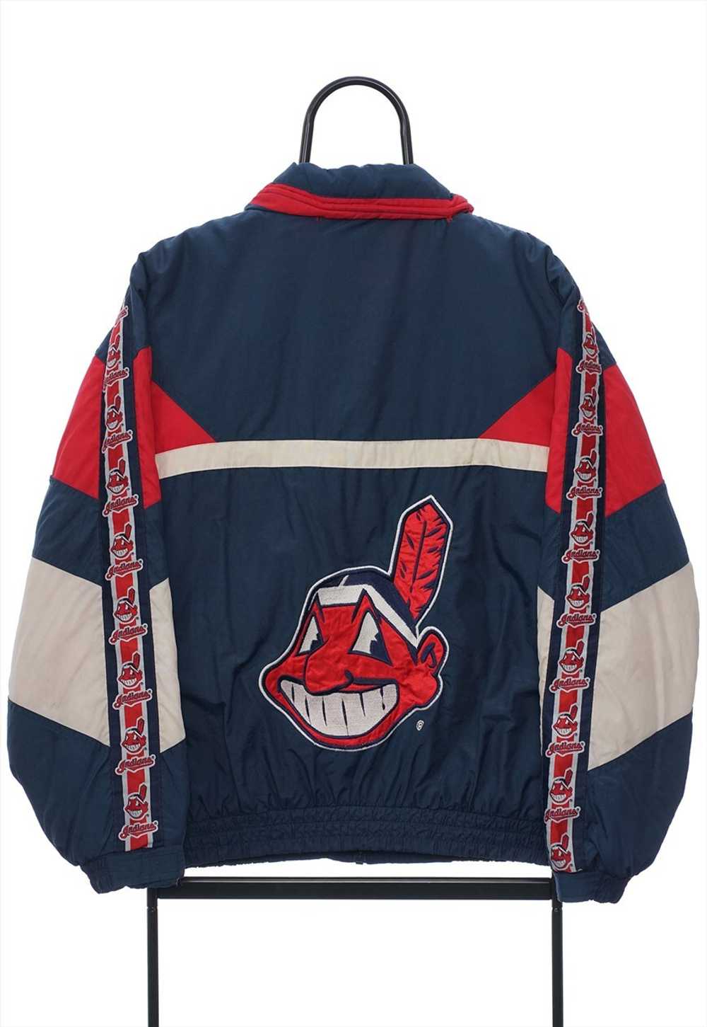 Vintage MLB Cleveland Indians Navy Jacket Mens - image 2