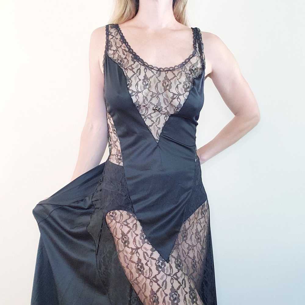 Vintage 90s Silky & Lace Long Nightgown - image 2
