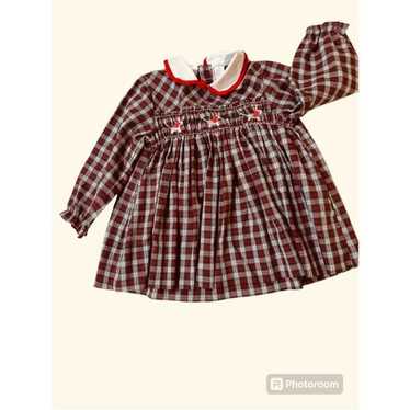 Vintage Red Tartan Smocked Party Girl Dress Size 4 - image 1