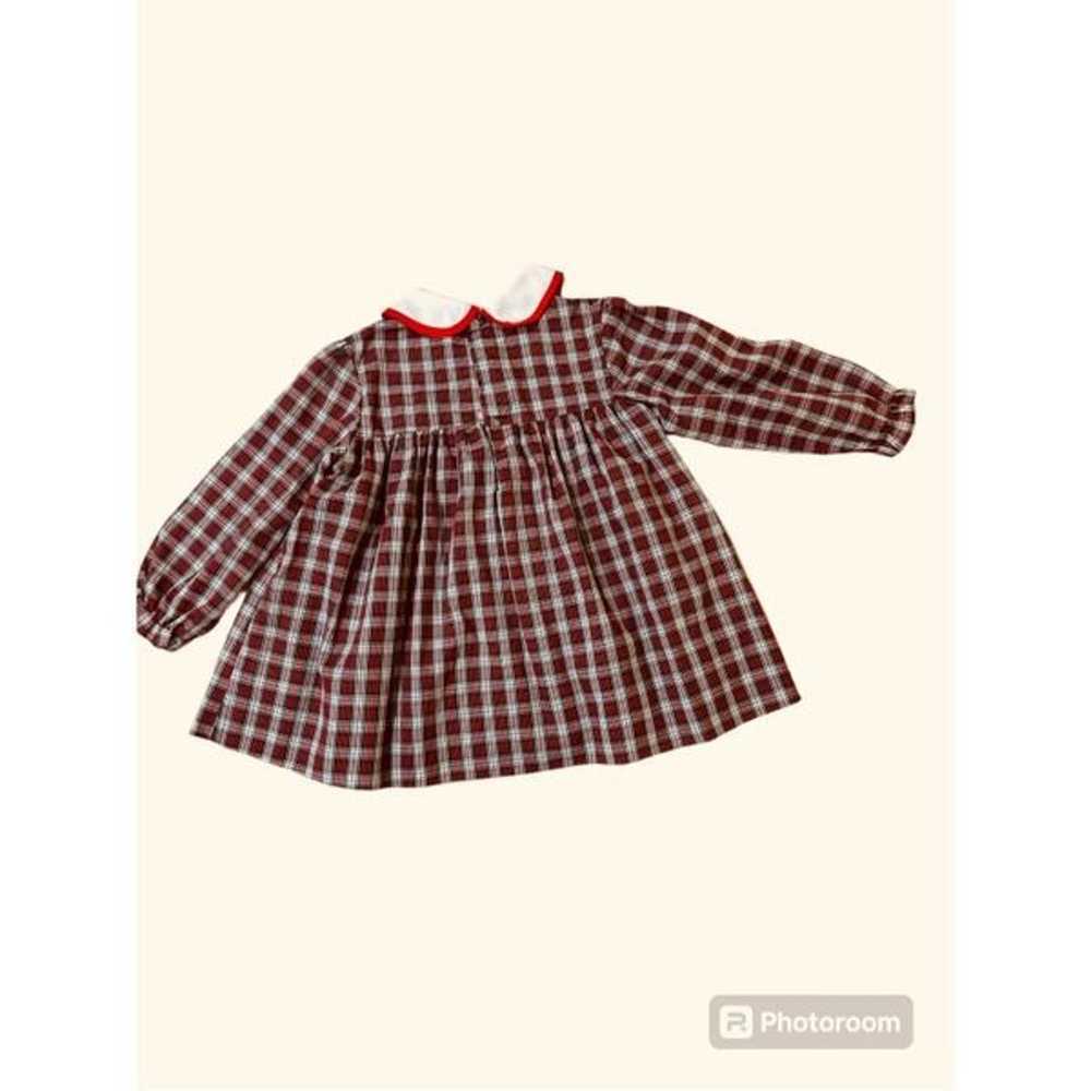 Vintage Red Tartan Smocked Party Girl Dress Size 4 - image 2