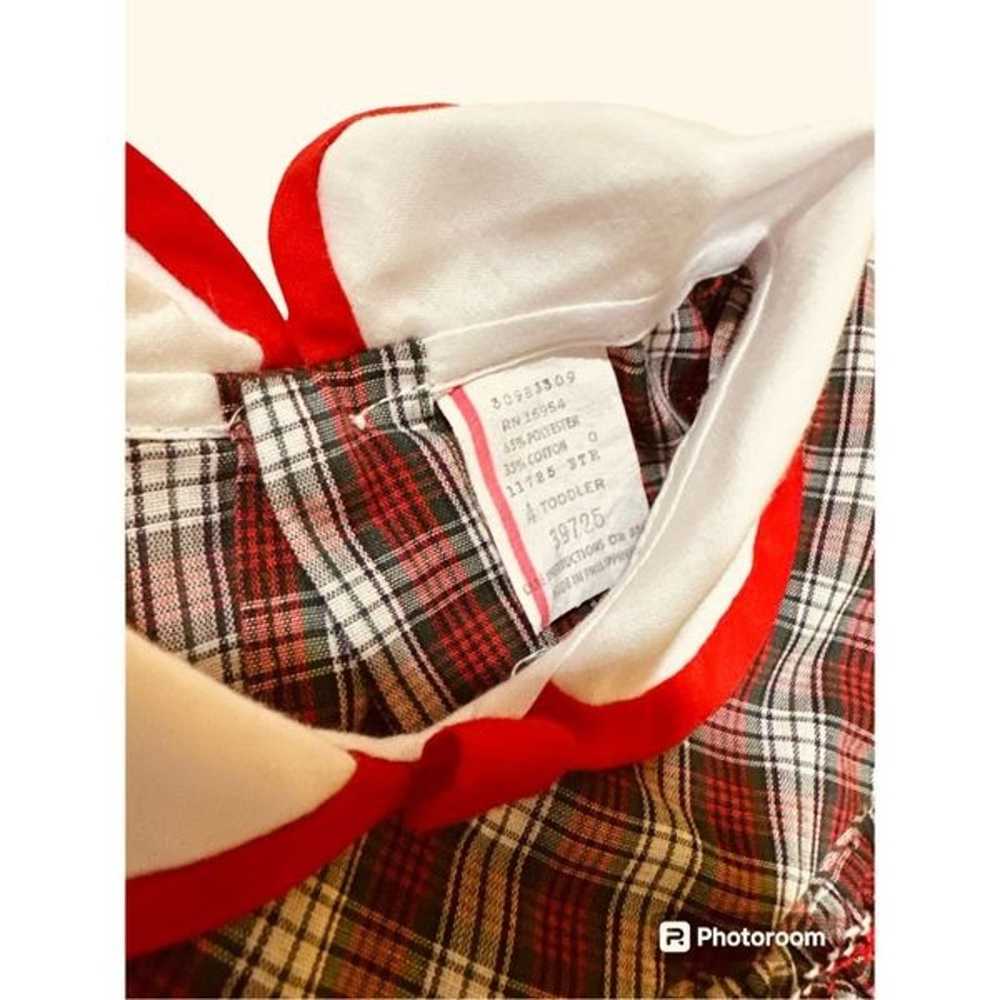 Vintage Red Tartan Smocked Party Girl Dress Size 4 - image 4